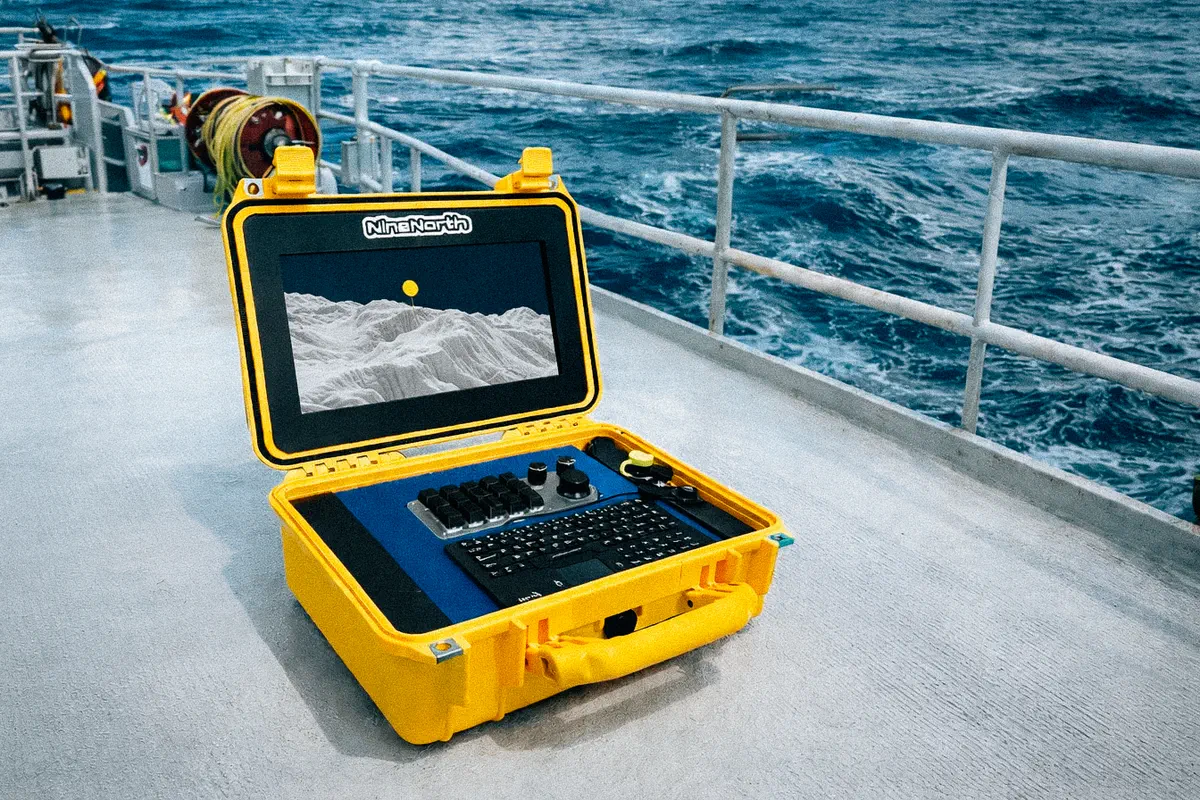 DeepSim Box rugged monitoring unit deployed on a vessel deck