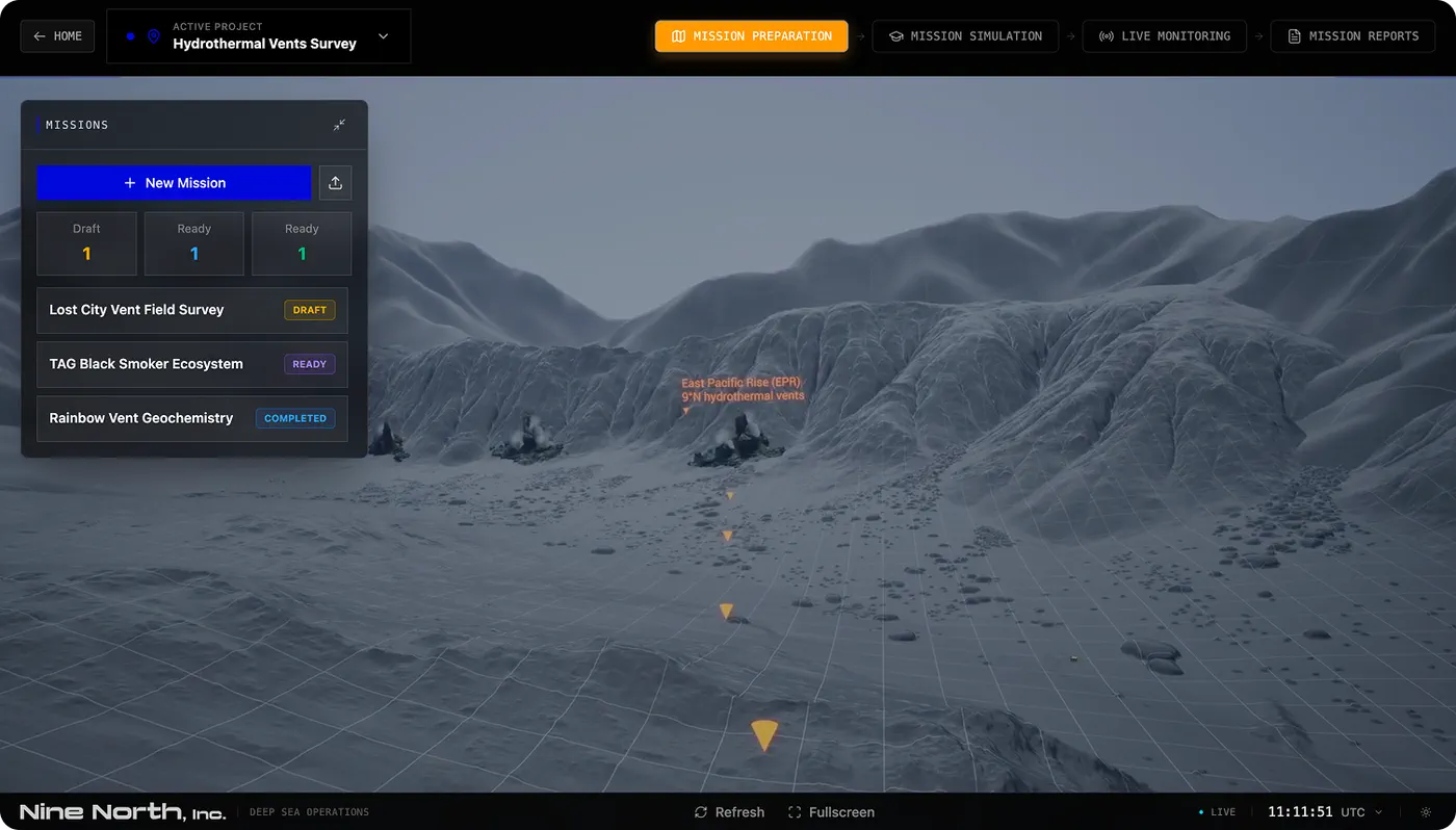 DeepSim Mission Planning module interface preview